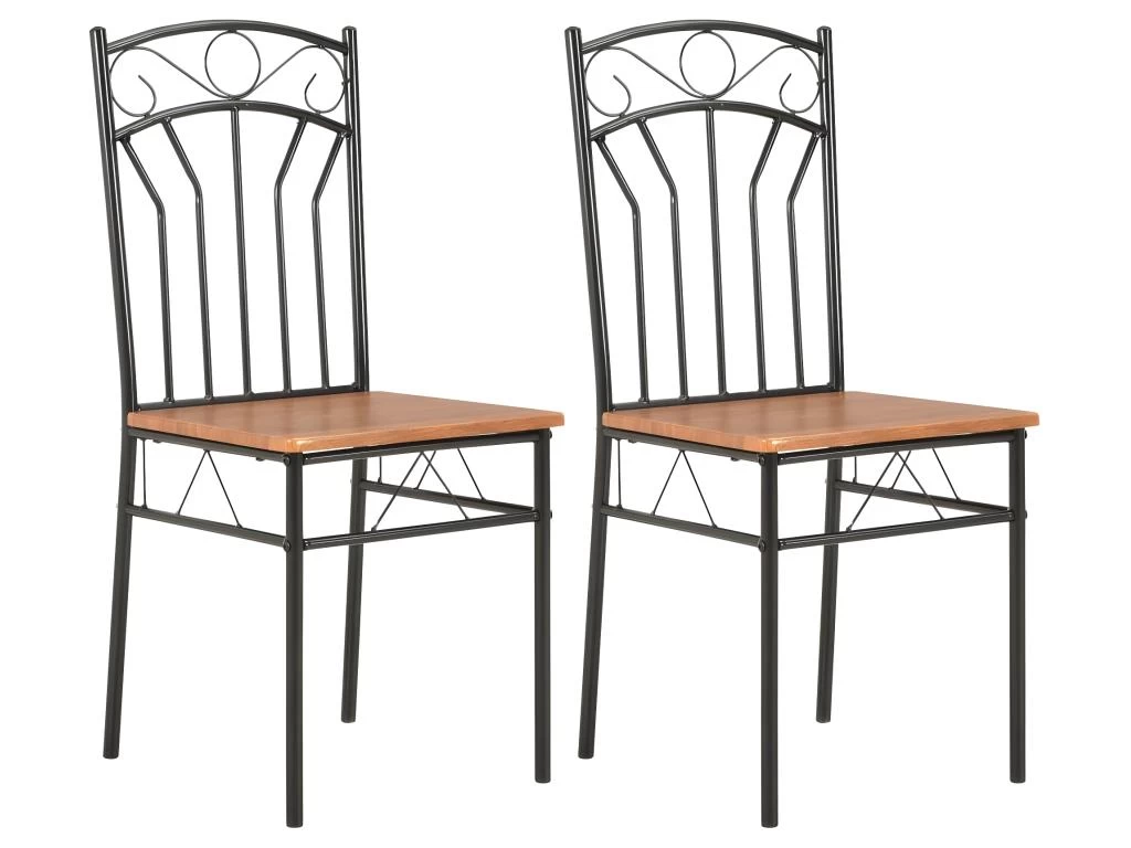 Lot De 2 Chaises De Salle à Manger Cuisine Design Classique Marron MDF CDS020701 3 Lot De 2 Chaises De Salle à Manger Cuisine Design Classique Marron MDF CDS020701