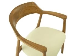 Chaise Avec Accoudoirs En Teck Et Tissu - Naturel Et Crème - SOUADY -Magasin de meubles de restaurant chaise 13046457