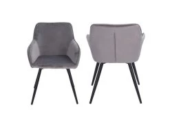 Chaise Vintage GISELE Velours Gris - HAPPY GARDEN -Magasin de meubles de restaurant chaise 13089927