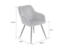 Chaise Vintage GISELE Velours Gris - HAPPY GARDEN -Magasin de meubles de restaurant chaise 13089929