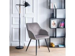 Chaise Vintage GISELE Velours Gris - HAPPY GARDEN -Magasin de meubles de restaurant chaise 13089931