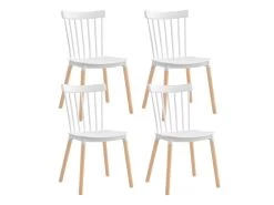 Pack 4 Chaises De Salle à Manger Valencia Blanc 44x52.5x81.5cm Thinia Home