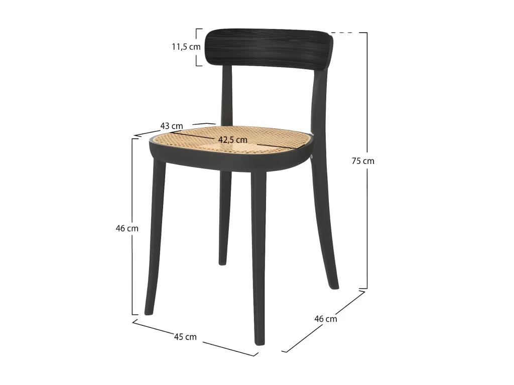 Chaise Aslaug En Bois Noir (lot De 2) 4 Chaise Aslaug En Bois Noir (lot De 2) – Image 2