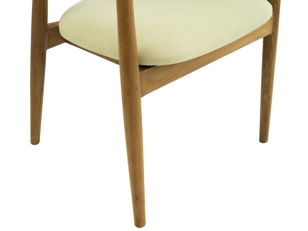 Lot De 6 Chaises Avec Accoudoirs En Teck Et Tissu - Naturel Et Crème - SOUADY 9 Lot De 6 Chaises Avec Accoudoirs En Teck Et Tissu - Naturel Et Crème - SOUADY – Image 7