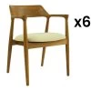 Lot De 6 Chaises Avec Accoudoirs En Teck Et Tissu - Naturel Et Crème - SOUADY 1 Lot De 6 Chaises Avec Accoudoirs En Teck Et Tissu - Naturel Et Crème - SOUADY -Magasin de meubles de restaurant chaise 13144841