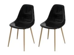 Lot De 2 Chaises Cristal Transparent Noir - L 47 X P 54 X H 84 Cm - CLODY