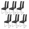 Lot De 6 Chaises - Simili Blanc Et Noir - L 55 X P 45 X H 99 Cm - LEON -Magasin de meubles de restaurant chaise 13272745