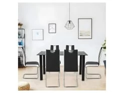 Lot De 6 Chaises - Simili Blanc Et Noir - L 55 X P 45 X H 99 Cm - LEON -Magasin de meubles de restaurant chaise 13272747
