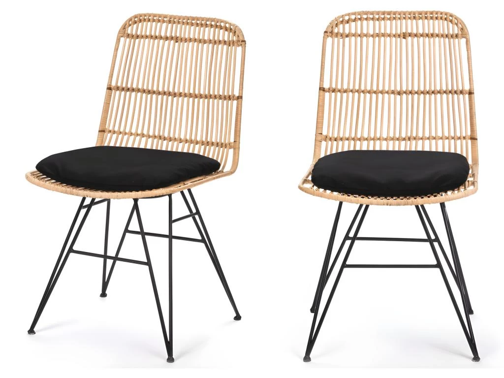 Uyuni - Lot De 2 Chaises Design En Rotin - Couleur - Naturel 3 Uyuni - Lot De 2 Chaises Design En Rotin - Couleur - Naturel