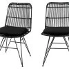 Uyuni - Lot De 2 Chaises Design En Rotin - Couleur - Noir -Magasin de meubles de restaurant chaise 13295455