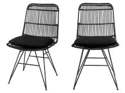 Uyuni - Lot De 2 Chaises Design En Rotin - Couleur - Noir