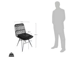 Uyuni - Lot De 2 Chaises Design En Rotin - Couleur - Noir -Magasin de meubles de restaurant chaise 13295461