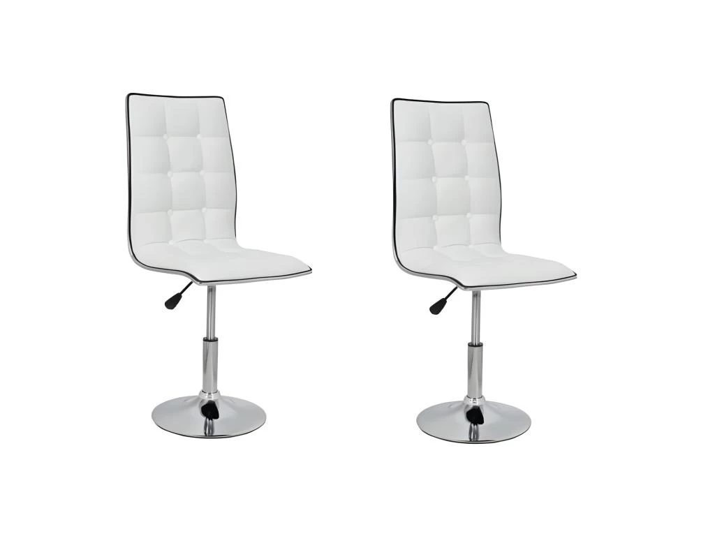 LEAF Lot De 2 Chaises De Salle A Manger - Simili Blanc - Contemporain - L 42 X P 46,5 Cm 3 LEAF Lot De 2 Chaises De Salle A Manger - Simili Blanc - Contemporain - L 42 X P 46,5 Cm