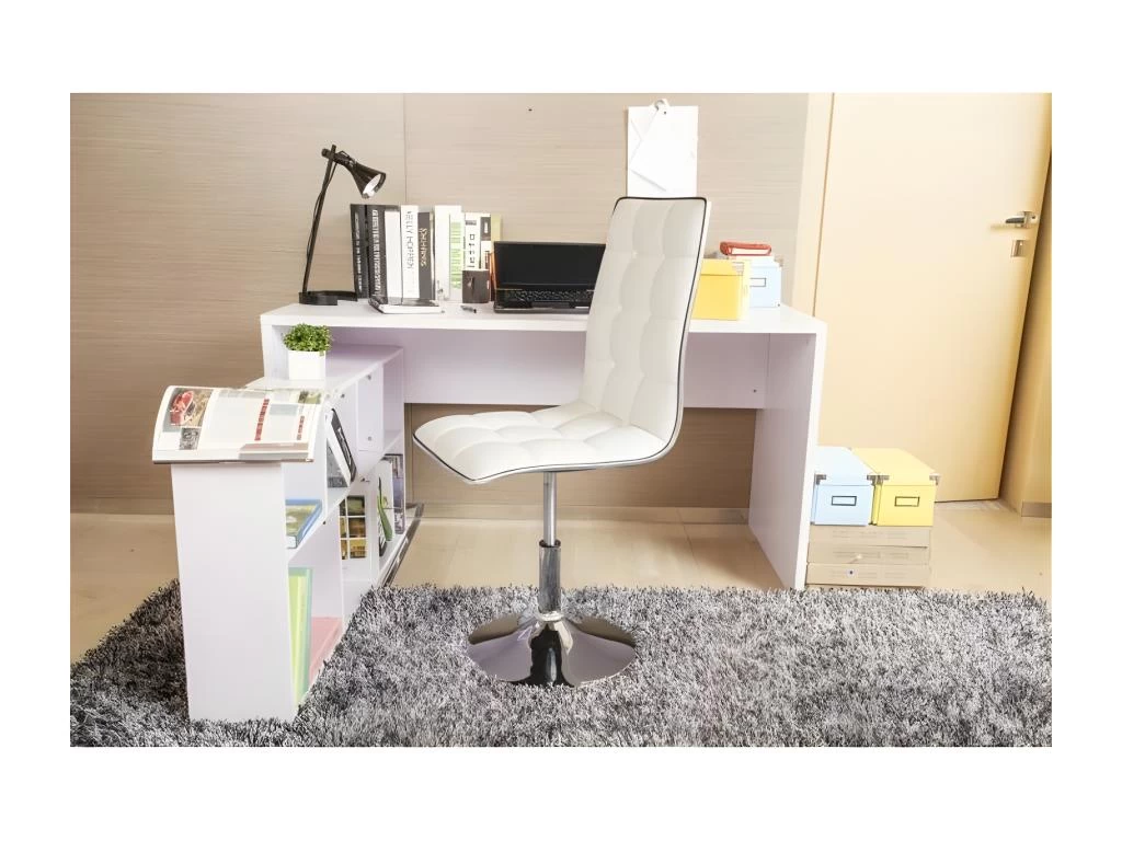 LEAF Lot De 2 Chaises De Salle A Manger - Simili Blanc - Contemporain - L 42 X P 46,5 Cm 4 LEAF Lot De 2 Chaises De Salle A Manger - Simili Blanc - Contemporain - L 42 X P 46,5 Cm – Image 2