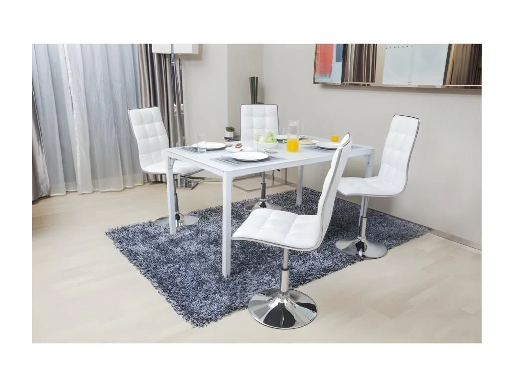 LEAF Lot De 2 Chaises De Salle A Manger - Simili Blanc - Contemporain - L 42 X P 46,5 Cm 5 LEAF Lot De 2 Chaises De Salle A Manger - Simili Blanc - Contemporain - L 42 X P 46,5 Cm – Image 3