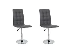 LEAF Lot De 2 Chaises De Salle A Manger - Simili Gris - Contemporain - L 42 X P 46,5 Cm