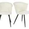 Lot De 2 Chaises De Salle À Manger Scandinave Fauteuil Assise Rembourrée En Bouclette Pieds, Blanc -Magasin de meubles de restaurant chaise 13543497