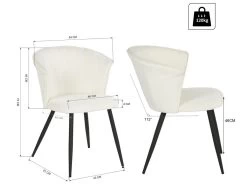 Lot De 2 Chaises De Salle À Manger Scandinave Fauteuil Assise Rembourrée En Bouclette Pieds, Blanc -Magasin de meubles de restaurant chaise 13543507