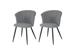 Lot De 2 Chaises De Salle À Manger Scandinave Fauteuil Assise Rembourrée En Bouclette Pieds, Gris