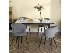 Lot De 2 Chaises De Salle À Manger Scandinave Fauteuil Assise Rembourrée En Bouclette Pieds, Gris -Magasin de meubles de restaurant chaise 13543513