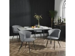 Lot De 2 Chaises De Salle À Manger Scandinave Fauteuil Assise Rembourrée En Bouclette Pieds, Gris -Magasin de meubles de restaurant chaise 13543515