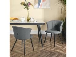 Lot De 4 Chaises De Salle À Manger Scandinave Fauteuil Assise Rembourrée En Bouclette Pieds, Gris -Magasin de meubles de restaurant chaise 13543525