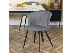 Lot De 4 Chaises De Salle À Manger Scandinave Fauteuil Assise Rembourrée En Bouclette Pieds, Gris -Magasin de meubles de restaurant chaise 13543527