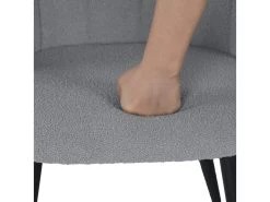 Lot De 4 Chaises De Salle À Manger Scandinave Fauteuil Assise Rembourrée En Bouclette Pieds, Gris -Magasin de meubles de restaurant chaise 13543529