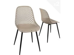 Lot De 2 Chaises De Cuisine Design Ajouré SELI (gris Beige)