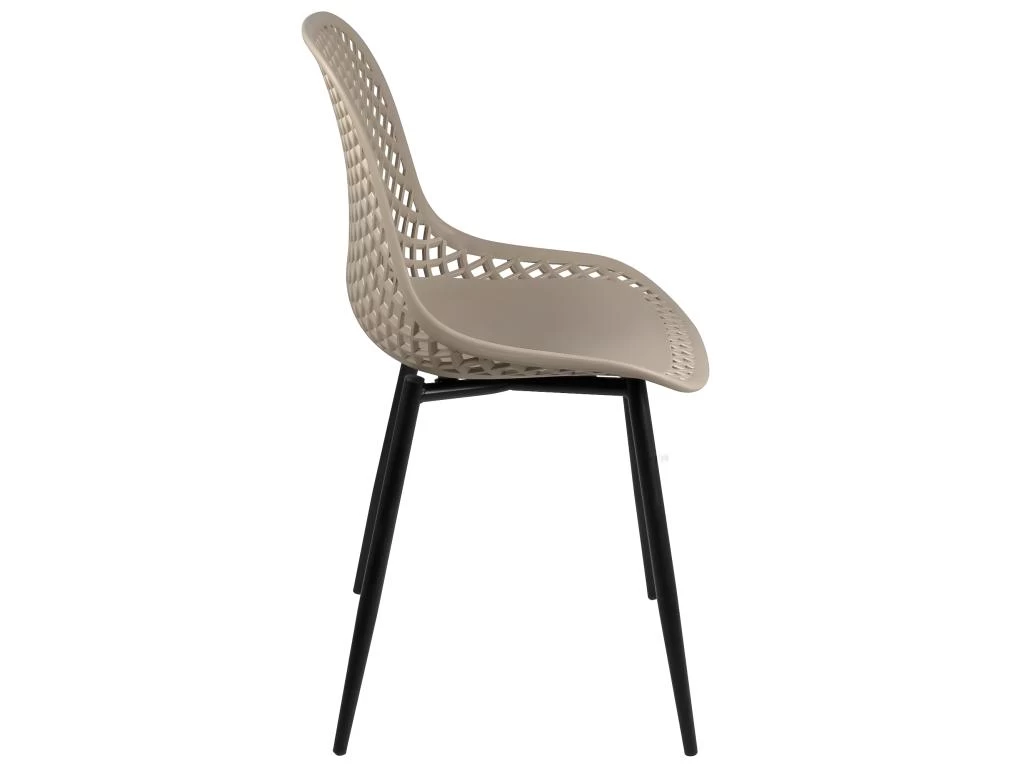 Lot De 2 Chaises De Cuisine Design Ajouré SELI (gris Beige) 5 Lot De 2 Chaises De Cuisine Design Ajouré SELI (gris Beige) – Image 3