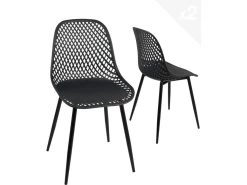 Lot De 2 Chaises De Cuisine Design Ajouré SELI (noir)
