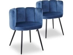 Lot De 2 Chaises Amela Velours Bleu