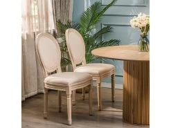 Lot De 2 Chaises En Bois Avec Assise En Tissu Beige -Magasin de meubles de restaurant chaise 13878957