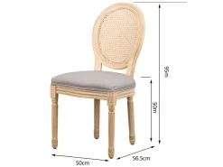 Lot De 2 Chaises En Bois Et Cannage Avec Assise En Tissu Gris Fonce -Magasin de meubles de restaurant chaise 13878971