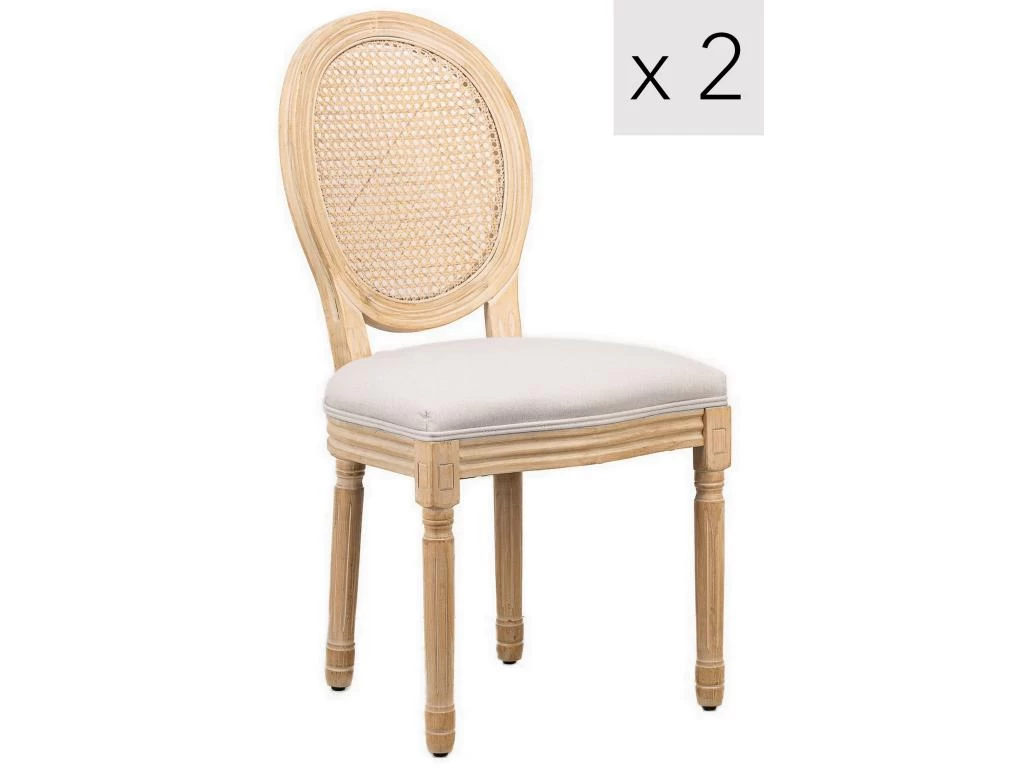 Lot De 2 Chaises En Bois Et Cannage Avec Assise En Tissu Gris Clair 3 Lot De 2 Chaises En Bois Et Cannage Avec Assise En Tissu Gris Clair