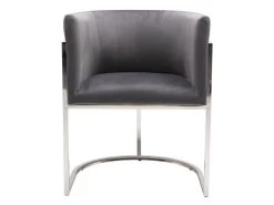 Chaise Avec Accoudoirs - Velours Et Acier Inoxydable - Gris Et Chromé - PERIA De Pascal MORABITO -Magasin de meubles de restaurant chaise 13881943