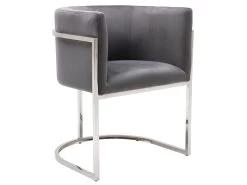 Lot De 6 Chaises Avec Accoudoirs - Velours Et Acier Inoxydable - Gris Et Chromé - PERIA De Pascal MORABITO 13 Lot De 6 Chaises Avec Accoudoirs - Velours Et Acier Inoxydable - Gris Et Chromé - PERIA De Pascal MORABITO -Magasin de meubles de restaurant chaise 13885571