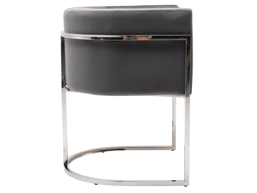 Lot De 6 Chaises Avec Accoudoirs - Velours Et Acier Inoxydable - Gris Et Chromé - PERIA De Pascal MORABITO 7 Lot De 6 Chaises Avec Accoudoirs - Velours Et Acier Inoxydable - Gris Et Chromé - PERIA De Pascal MORABITO – Image 5