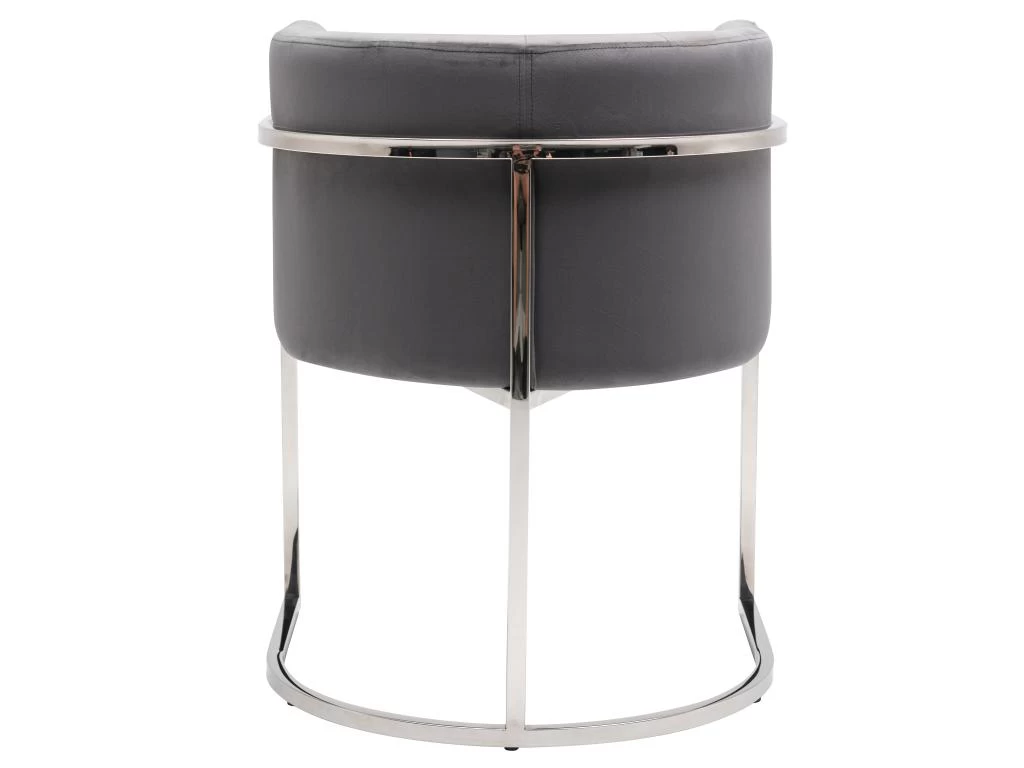 Lot De 6 Chaises Avec Accoudoirs - Velours Et Acier Inoxydable - Gris Et Chromé - PERIA De Pascal MORABITO 8 Lot De 6 Chaises Avec Accoudoirs - Velours Et Acier Inoxydable - Gris Et Chromé - PERIA De Pascal MORABITO – Image 6