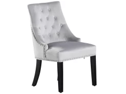 Chaise De Salle à Manger Windsor Simple - Rembourrage En Velours Moelleux Et Pieds En Bois Massif Robustes - Parfait Pour Votre Salle à Manger Et Salon - Gris Clair -Magasin de meubles de restaurant chaise 13971011