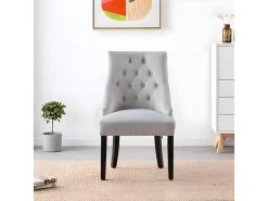 Chaise De Salle à Manger Windsor Simple - Rembourrage En Velours Moelleux Et Pieds En Bois Massif Robustes - Parfait Pour Votre Salle à Manger Et Salon - Gris Clair -Magasin de meubles de restaurant chaise 13971013