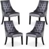 Ensemble De 4 Chaises De Salle à Manger Windsor - Rembourrage En Velours Moelleux Et Pieds En Bois Massif Robustes - Parfait Pour Votre Salle à Manger Et Salon - Gris Foncé 2 Ensemble De 4 Chaises De Salle à Manger Windsor - Rembourrage En Velours Moelleux Et Pieds En Bois Massif Robustes - Parfait Pour Votre Salle à Manger Et Salon - Gris Foncé -Magasin de meubles de restaurant chaise 13971275