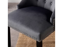 Ensemble De 4 Chaises De Salle à Manger Windsor - Rembourrage En Velours Moelleux Et Pieds En Bois Massif Robustes - Parfait Pour Votre Salle à Manger Et Salon - Gris Foncé -Magasin de meubles de restaurant chaise 13971287