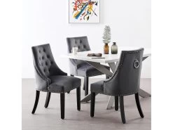 Ensemble De 4 Chaises De Salle à Manger Windsor - Rembourrage En Velours Moelleux Et Pieds En Bois Massif Robustes - Parfait Pour Votre Salle à Manger Et Salon - Gris Foncé -Magasin de meubles de restaurant chaise 13971293