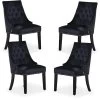 Ensemble De 4 Chaises De Salle à Manger Windsor - Rembourrage En Velours Moelleux Et Pieds En Bois Massif Robustes - Parfait Pour Votre Salle à Manger Et Salon - Noir -Magasin de meubles de restaurant chaise 13971509