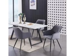 Ensemble De 2 Chaises De Salle à Manger Camden - Tapissées De Velours Avec Pieds En Métal - Gris Foncé -Magasin de meubles de restaurant chaise 14147981