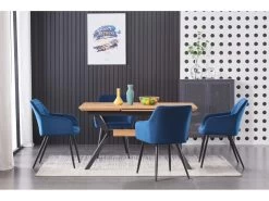 Lot De 2 Chaises De Salle à Manger Camden - Tapissées De Velours Avec Pieds En Métal - Bleu -Magasin de meubles de restaurant chaise 14148003