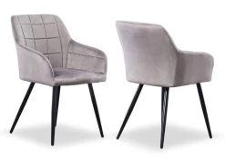Ensemble De 2 Chaises De Salle à Manger Camden - Tapissées De Velours Avec Pieds En Métal - Gris Clair