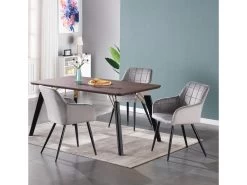 Ensemble De 2 Chaises De Salle à Manger Camden - Tapissées De Velours Avec Pieds En Métal - Gris Clair -Magasin de meubles de restaurant chaise 14148175