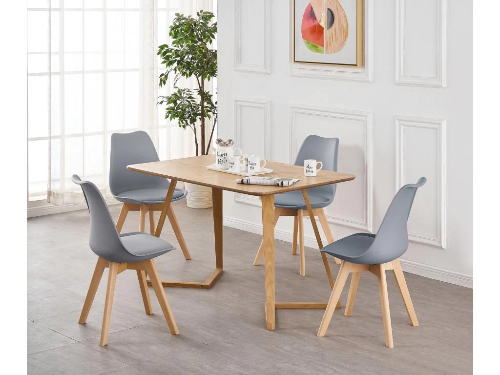 Ensemble De 6 Chaises De Salle à Manger Lorenzo Avec Siège En Similicuir élégant Et Pieds En Bois Massif - Parfait Pour La Salle à Manger, Le Salon - Gris 6 Ensemble De 6 Chaises De Salle à Manger Lorenzo Avec Siège En Similicuir élégant Et Pieds En Bois Massif - Parfait Pour La Salle à Manger, Le Salon - Gris – Image 4